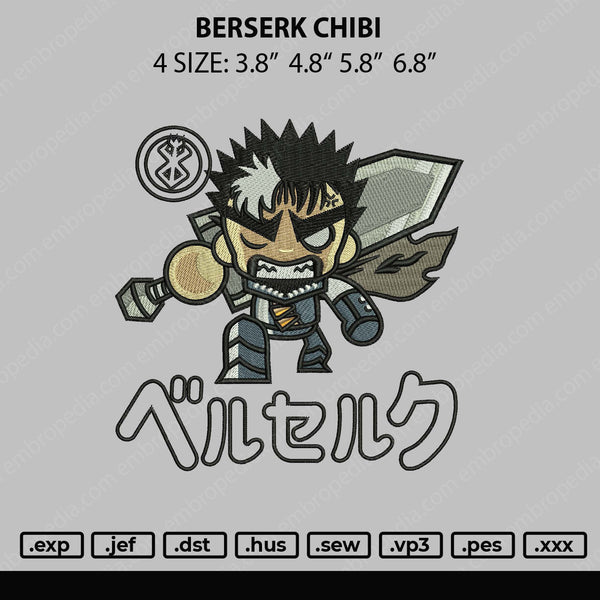 Berserk Chibi Embroidery File 4 size