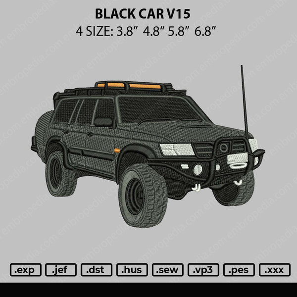 Black Car V15 Embroidery File 4 size
