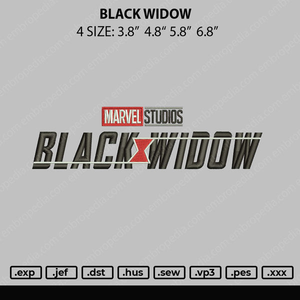 Black Widow Embroidery File 4 size