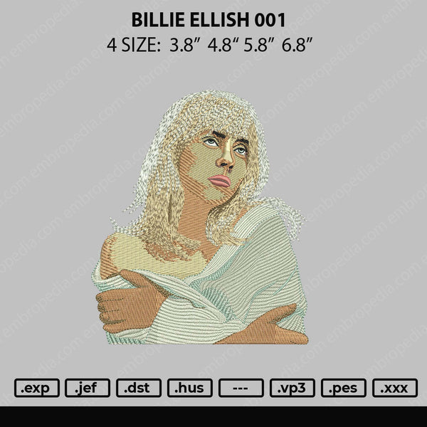 Billie Elilish 001 Embroidery File 4 size
