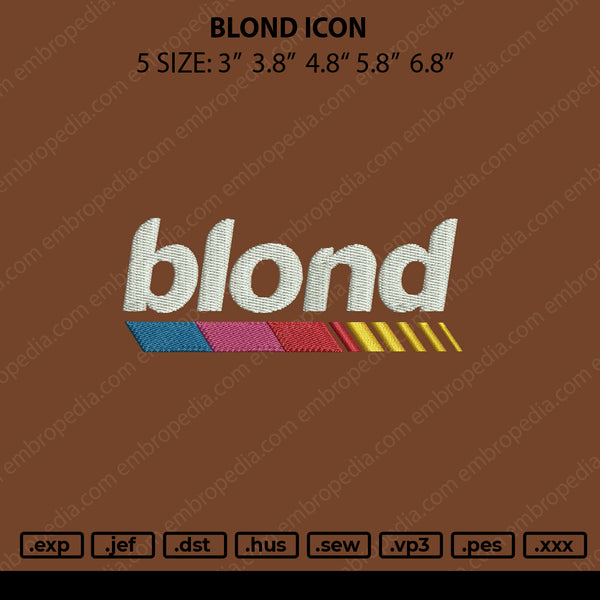 Blond Icon Embroidery File 5 size