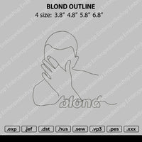 Blond Just Ouline Embroidery File 4 size