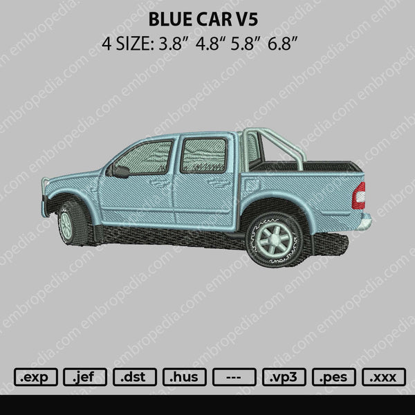Blue Car Embroidery File 4 size