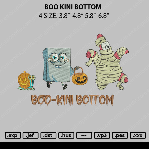 Boo Kini Bottom Embroidery File 4 size