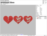 Broken Hearts Embroidery File 4 size