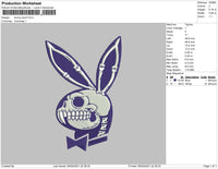 Bunny Skull Embroidery File 4 size