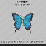 Blue Butterfly Embroidery File 3 size