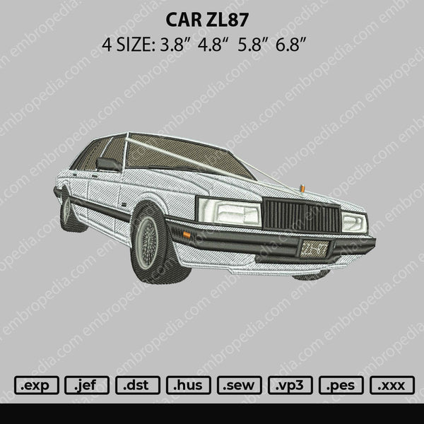 Car ZL84 Embroidery File 4 size