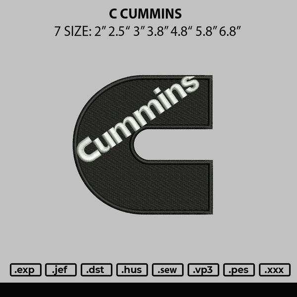 C Cummins Embroidery File 4 size