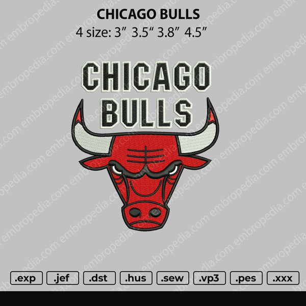 Chicago Bulls Embroidery File 4 size