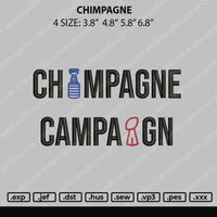 Chimpagne Embroidery File 4 size