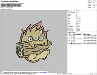 Calcifer Embroidery File 4 Size