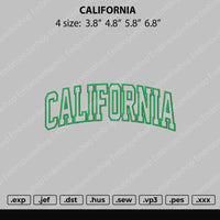 California Text Embroidery File 4 size