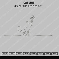 Cat Line Embroidery File 4 size