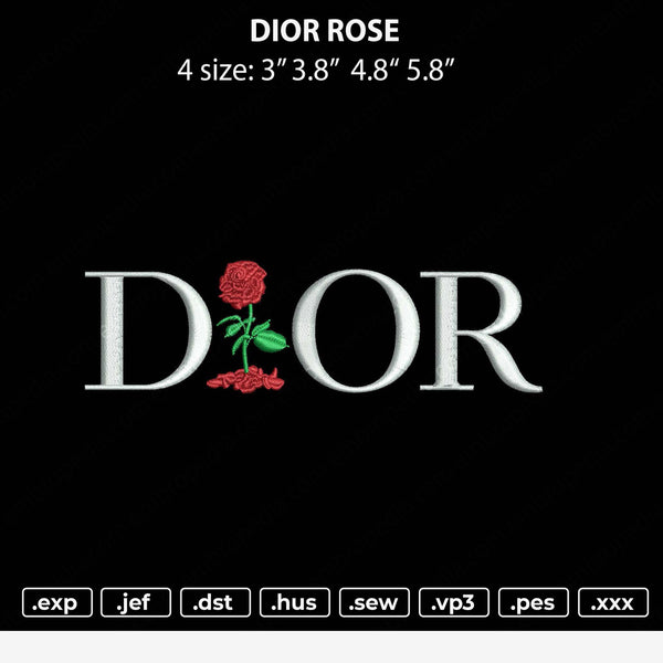 D1or Rose Embroidery File 4 size