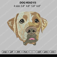 Dog Head V3 Embroidery File 4 size