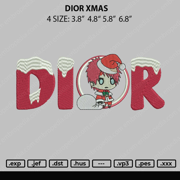 Dior Xmas Embroidery File 4 size
