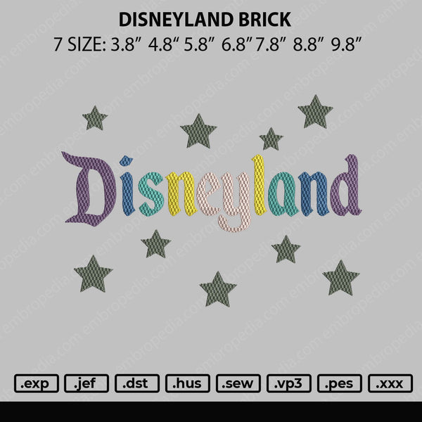 Disneyland Brick Embroidery File 7 size