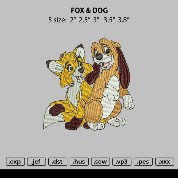 Fox And Dog Embroidery File 5 size