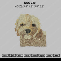 Dog V20 Embroidery File 4 size