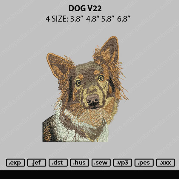 Dog V22 Embroidery File 4 size