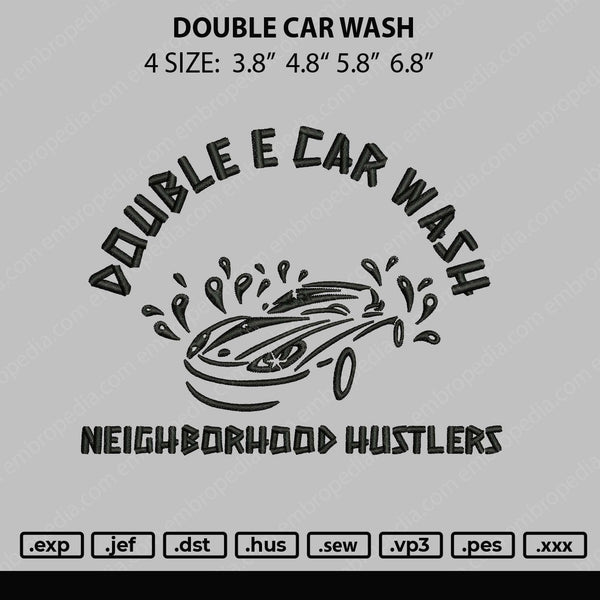 Double Car Wash Embroidery File 4 size