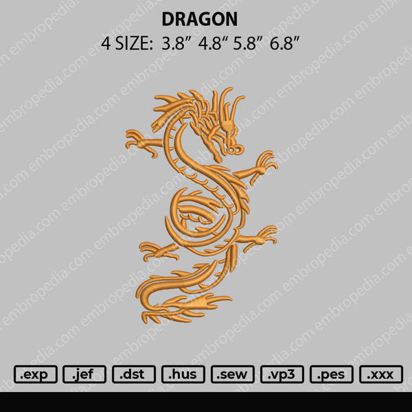 Dragon Embroidery File 4 size