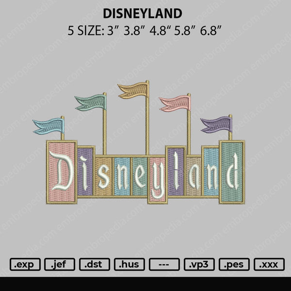 Disneyland Embroidery File 5 size