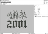 Flames 2001 Embroidery File 4 size