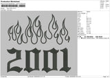 Flames 2001 Embroidery File 4 size