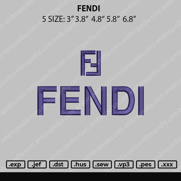 Fendi Embroidery File 5 Size