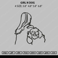 Girl N Dog Embroidery File 4 size