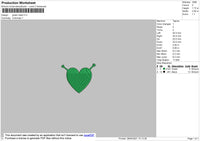 Green Heart Embroidery File 3 size