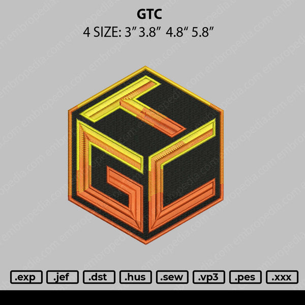 GTC Embroidery File 4 size