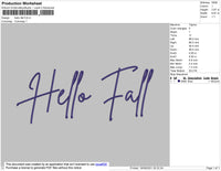 Hello Fall Embroidery File 4 size