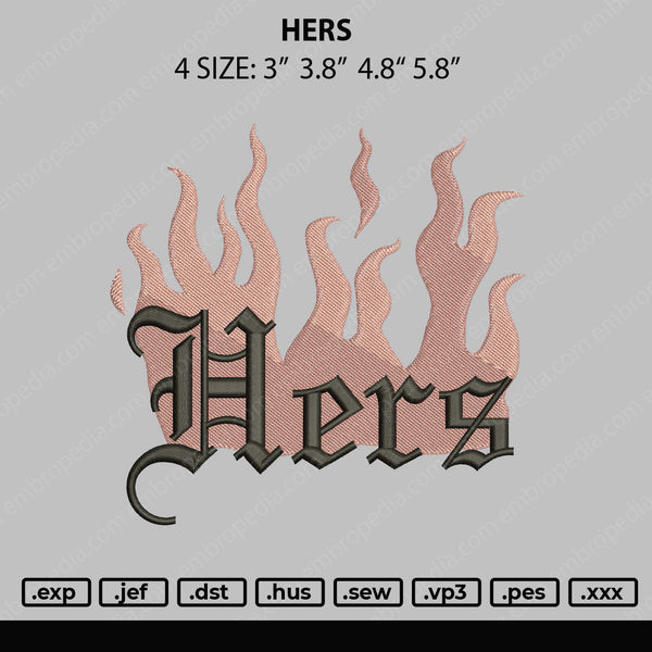 Hers Embroidery File 4 size