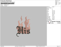 His Flames Embroidery File 4 Size