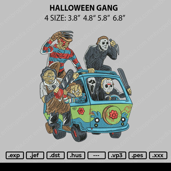 Halloween Gang Embroidery File 4 size