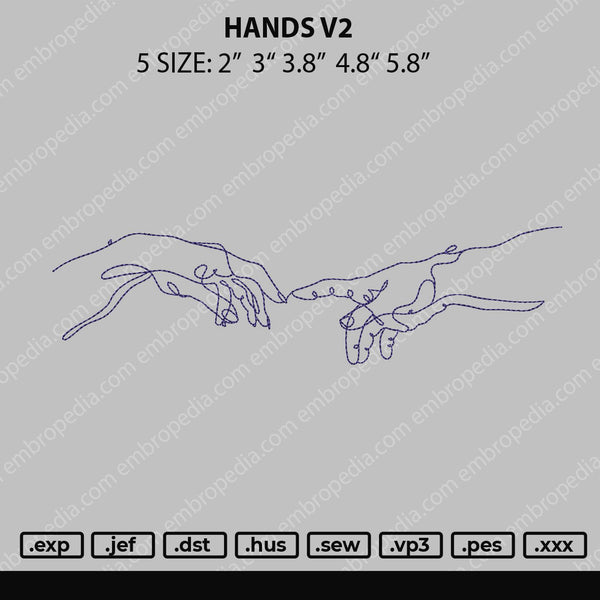 Hands V2 Embroidery File 4 size