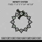 Infinity System Embroidery File 7 size