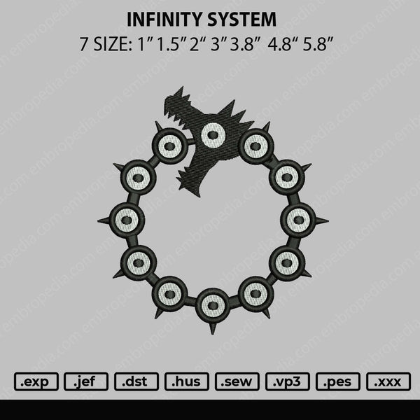 Infinity System Embroidery File 7 size