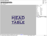 Head Of The Table Embroidery File 4 size