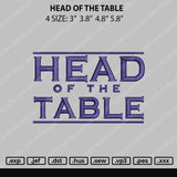Head Of The Table Embroidery File 4 size