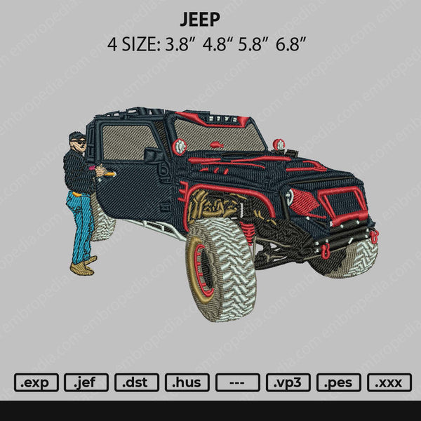 Jeep Embroidery File 4 size