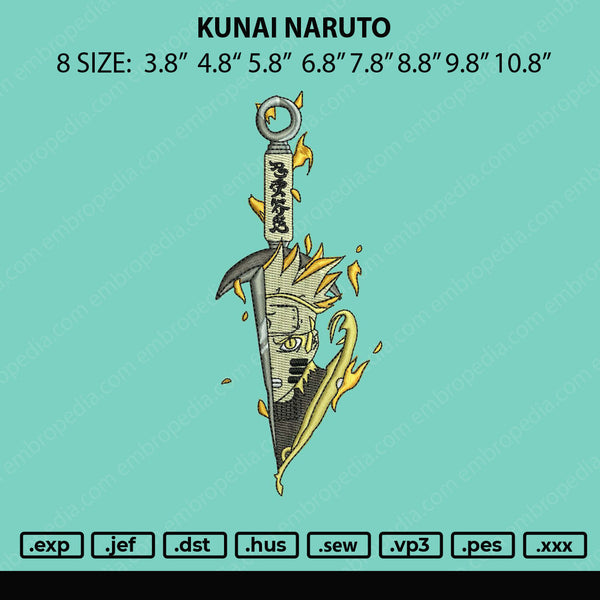 Kunai Naruto Embroidery File 8 size