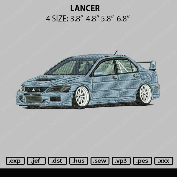 Lancer Embroidery File 4 size