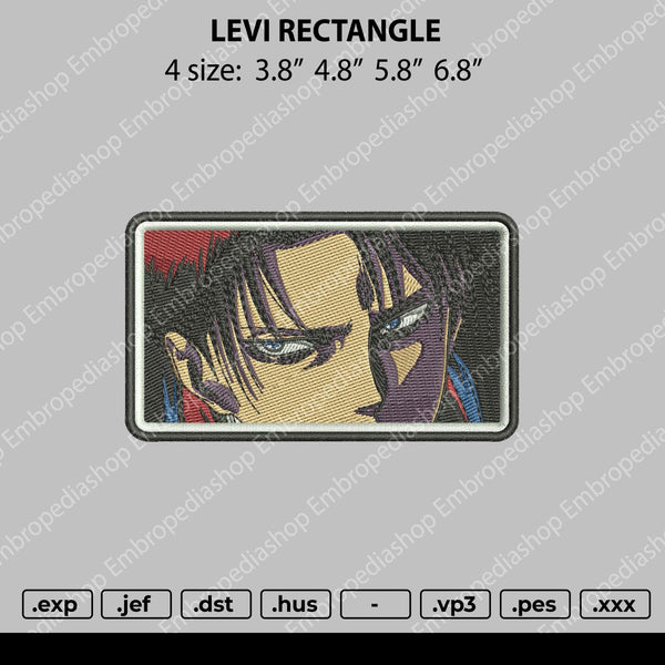 1 Anime Levi Rectangle 01 Embroidery File 4 Size