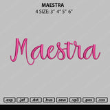 Maestra Embroidery File 4 size