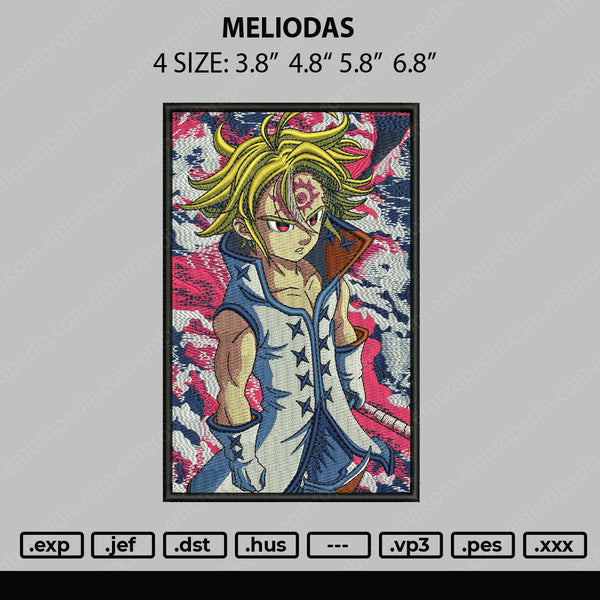 Meliodas Embroidery File 4 size