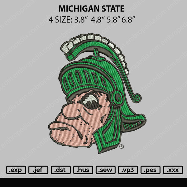 Michigan State Embroidery File 4 size